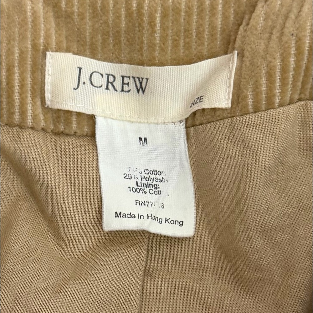 J Crew Cropped Corduroy Jacket Size Medium Shawl Collar Snaps Y2K Tan Vintage - Picture 7 of 8